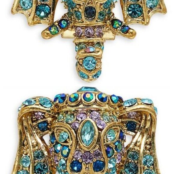 Heidi Daus "Exotic Elephant" Set Crystal Elephant Necklace Matching Earrings NWO - Picture 2 of 7
